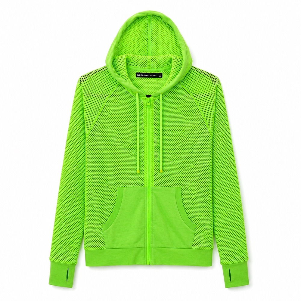 Blanc Noir Y2K Neon Mesh Zip Up Hoodie Jacket Small